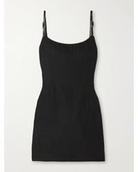 Acne Studios - Buckled Leather-Trimmed Stretch Wool-Blend Mini Dress - Lyst