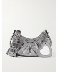 Balenciaga - Le Cagole Xs Studded Metallic Crinkled-Leather Shoulder Bag - Lyst