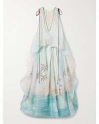 Zimmermann - Illuminate Bead-Embellished Printed Linen And Silk-Blend Gown - Lyst