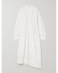 Tibi - Asymmetric Pleated Cotton-Poplin Midi Shirt Dress - Lyst