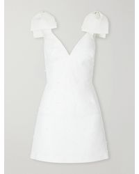 Rebecca Vallance - Mariee Bow-Detailed Embroidered Crepe Mini Dress - Lyst