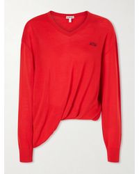 Loewe - Asymmetric Draped Embroidered Wool-Blend Sweater - Lyst