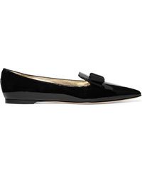 Jimmy Choo Gala Patent-leather Point-toe Flats - Black