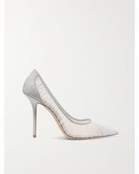 Jimmy Choo - Love 100 Glittered Tulle And Canvas Pumps - Lyst