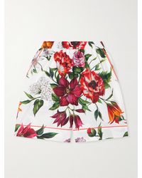 Dolce & Gabbana - Shorts Aus Baumwollpopeline Mit Blumenprint - Lyst