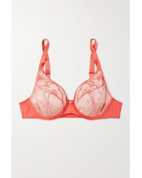 Maison Lejaby Flora Embroidered Tulle And Satin-jersey Underwired Soft-cup Bra - Multicolour