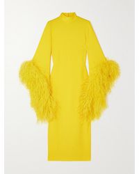 ‎Taller Marmo - Del Rio Feather-Trimmed Crepe Midi Dress - Lyst