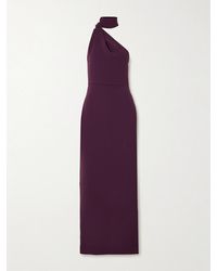 Solace London - Demi One-Shoulder Scarf-Detailed Crepe Gown - Lyst