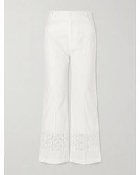 D'Estree - Yoshitomo Broderie Anglaise-Trimmed Cotton-Poplin Straight-Leg Pants - Lyst
