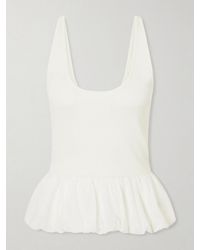 St. Agni - Balloon Ballet Gathered Chiffon-Trimmed Ribbed Tank - Lyst
