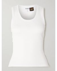 Loewe - Paula's Ibiza Cutout Corded Lace-Trimmed Ribbed Stretch Cotton-Jersey Tank - Lyst