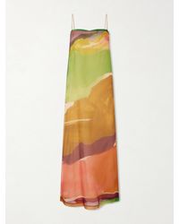 Ulla Johnson - Printed Silk-Organza Midi Dress - Lyst