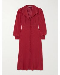 Alessandra Rich - Polka-Dot Silk-Crepe De Chine Midi Shirt Dress - Lyst