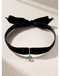 Mateo - 14-Karat, Velvet, Topaz And Diamond Choker - Lyst