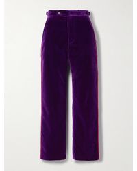 Bode - Showcase Striped Cotton-Velvet Straight-Leg Pants - Lyst