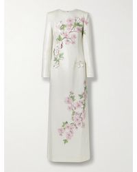 Oscar de la Renta - Robe Aus Crêpe Mit Pailletten, Applikationen Und Zierperlen - Lyst