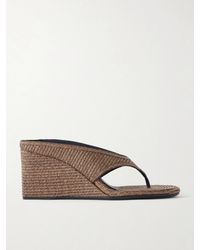 Alaïa - Tong 75 Suede Wedge Sandals - Lyst
