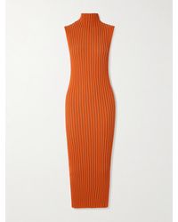 D'Estree - Chen Bico Zweifarbiges Midikleid Aus Einer Gerippten Biobaumwollmischung - Lyst