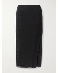 Self-Portrait - Crystal-Embellished Lace-Trimmed Mesh Midi Skirt - Lyst