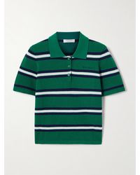 Sporty & Rich - Striped Silk And Cotton-Piqué Polo Shirt - Lyst