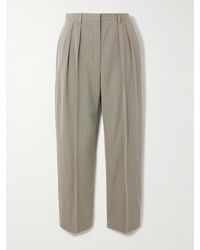 Loro Piana - Hudson Cropped Pleated Wool Tapered Pants - Lyst