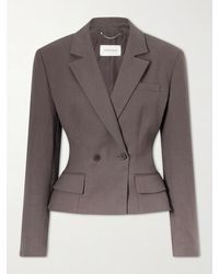 Magda Butrym - Double-Breasted Cropped Linen-Blend Blazer - Lyst