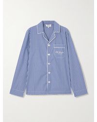 Sporty & Rich - The Carlyle Embroidered Striped Cotton-Poplin Shirt - Lyst