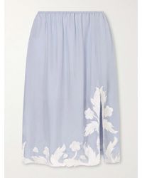 Anna Sui - Embroidered Silk-Satin Midi Skirt - Lyst