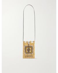 Loewe - Paula's Ibiza Leather-Trimmed Crocheted Raffia Bucket Bag - Lyst