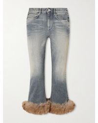 Balenciaga - Cropped Plush-Trimmed Low-Rise Flared Jeans - Lyst
