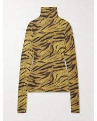 Ganni - Zebra-Print Stretch-Jersey Turtleneck Top - Lyst
