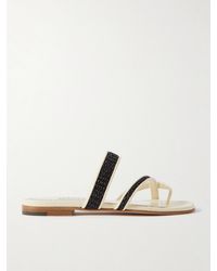 Manolo Blahnik - Susara Raffia And Leather Sandals - Lyst