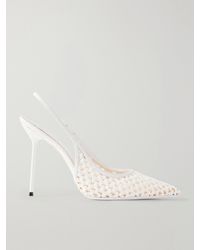 Paris Texas - Lidia 105 Leather-Trimmed Straw Slingback Pumps - Lyst