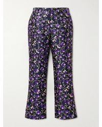 La DoubleJ - 24/7 Floral-Brocade Straight-Leg Pants - Lyst