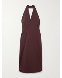 St. Agni - Cotton-Blend Poplin Halterneck Wrap Dress - Lyst