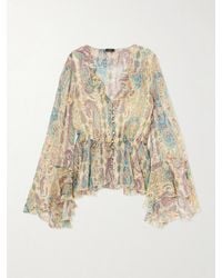 Etro - Ruffled Paisley-Print Silk-Chiffon Peplum Blouse - Lyst