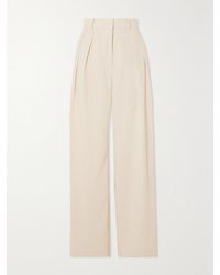 Frankie Shop - Tansy Pleated Pinstriped Crepe De Chine Straight-Leg Pants - Lyst