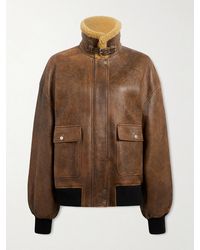 KHAITE - Sandor Shearling-Trimmed Leather Jacket - Lyst