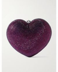 Judith Leiber - Petit Coeur Silberfarbene Clutch Mit Kristallen - Lyst
