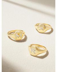 David Yurman - Bague De Petit Doigt En Or 18 Carats (750/1000) Et Diamants Initial - Lyst
