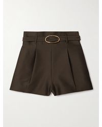 Zimmermann - Illuminate Shorts Aus Einer Woll-Seidenmischung Mit Falten Und Gürtel - Lyst