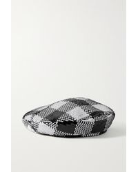 Maison Michel Billy Checked Sequined Tulle Beret - Black