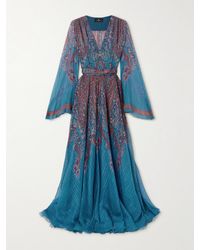 Etro - Belted Paisley-Print Silk-Crepon Maxi Dress - Lyst