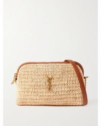 Saint Laurent - Sac Porté Épaule En Raphia À Finitions En Cuir Gaby - Lyst