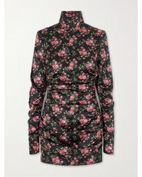 Dolce & Gabbana - Small Rose Bouquets-Printed Mini Satin Dress - Lyst