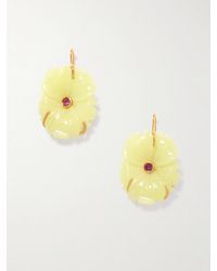 Lizzie Fortunato - New Bloom-Plated, Jade And Rhodolite Earrings - Lyst