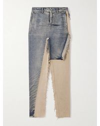Rick Owens - Distressed Cotton-Trimmed Denim Maxi Skirt - Lyst