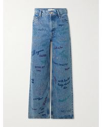 Mother - Double Dip Nerdy Embroidered Mid-Rise Wide-Leg Jeans - Lyst