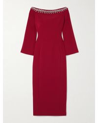 Jenny Packham - Off-The-Shoulder Embellished Cady Midi Dress - Lyst