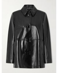 Veronica de Piante - Jess Paneled Glossed-Leather Jacket - Lyst